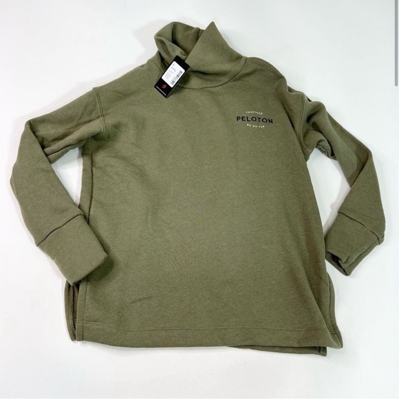 NWT Peloton Together We Go Far Olive Green Funnel Neck Sweatshirt Size Large - Picture 4 of 5